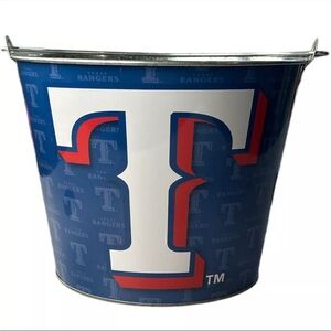 MLB ALUMINUM BEER BUCKET 5 QT DRINK PARTY ICE METAL PAIL - Texas Rangers